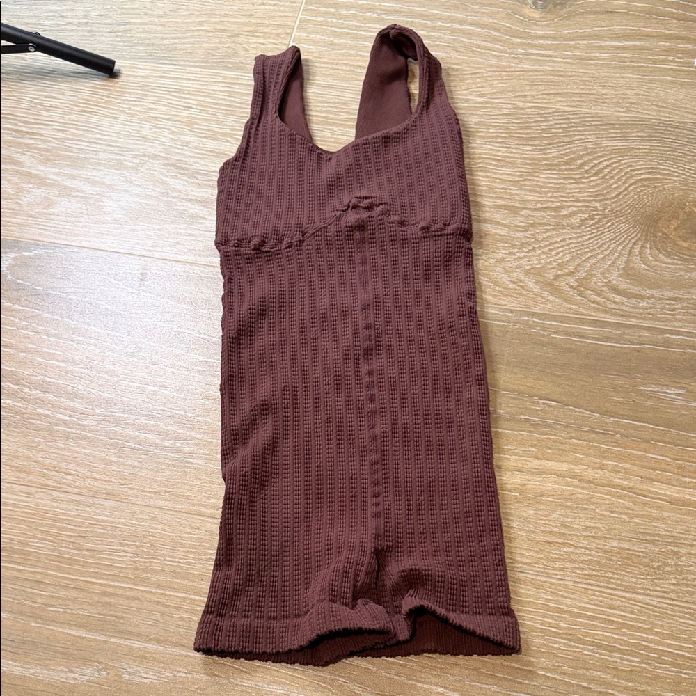 Reformer Pilates Ribbed Brown Unitard Bodysuit XS/S
